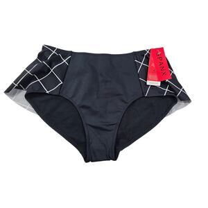 SPANX Flirty Skirted Bottom Womens 12 Black White Ruffled Plaid Swim Shaping NWT